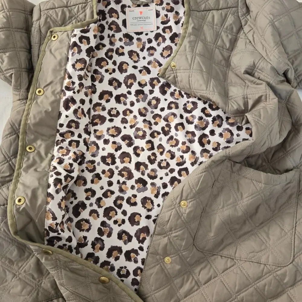 Minimalist Cozy Kidcore Soft Outdoorsy Crewcuts Quilted Jacket Leopard Lining M